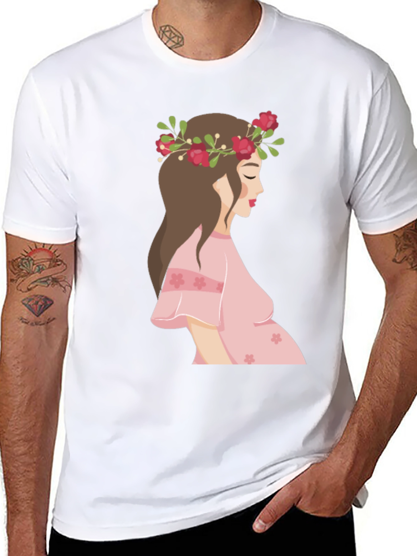 Stylish Maternity T-Shirt with Floral Design