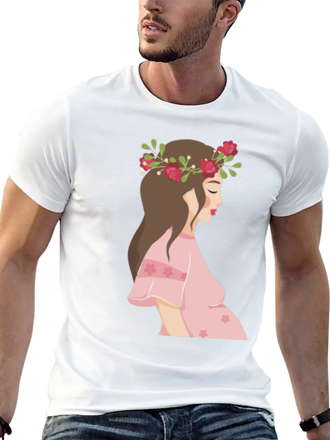 Stylish Maternity T-Shirt with Floral Design