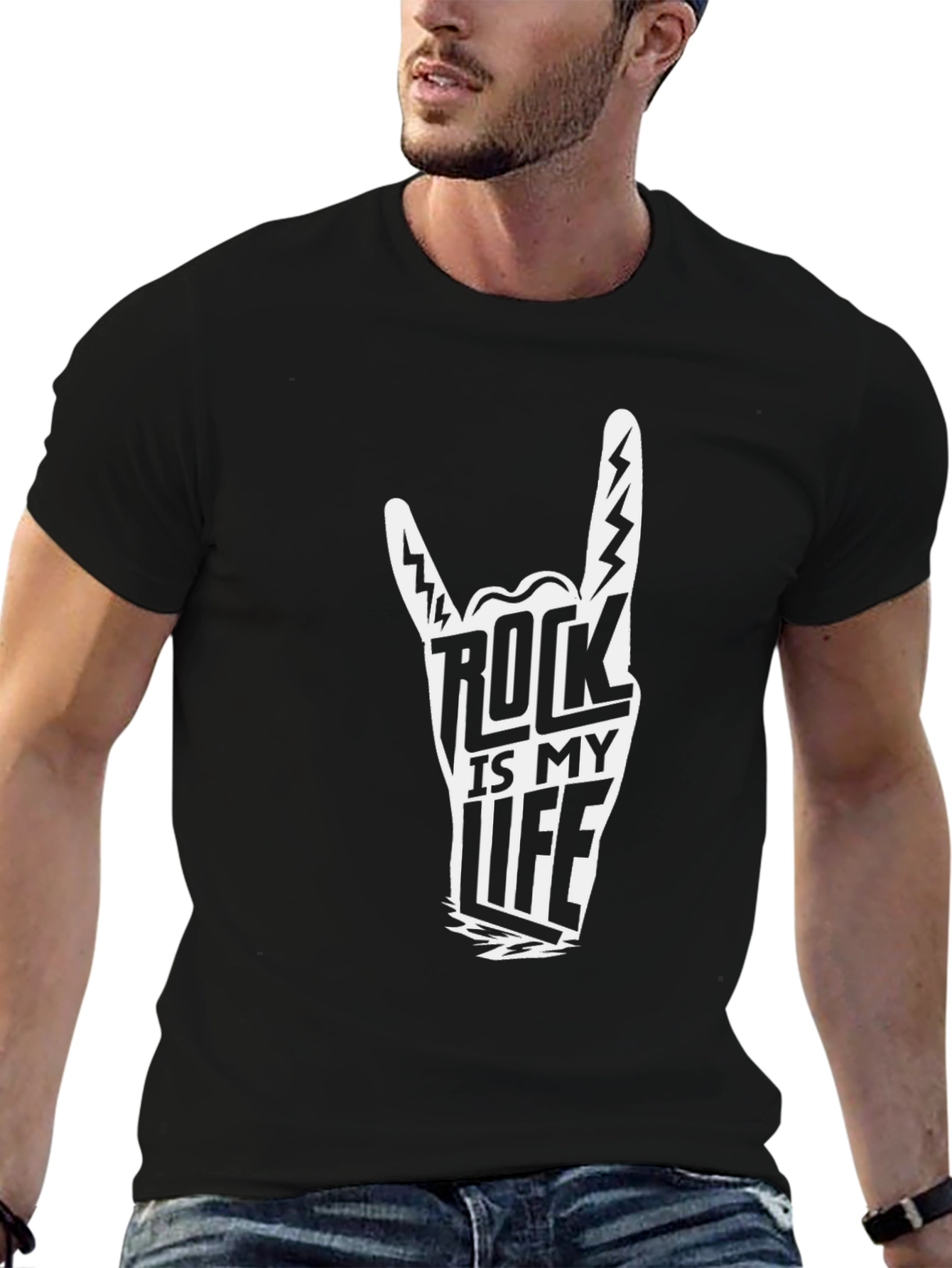 Rock is My Life Graphic Tee - Black