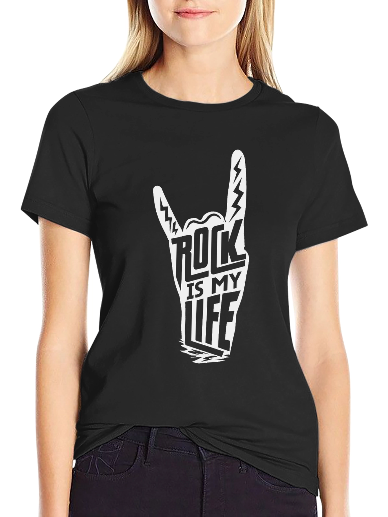 Rock is My Life Graphic Tee - Black