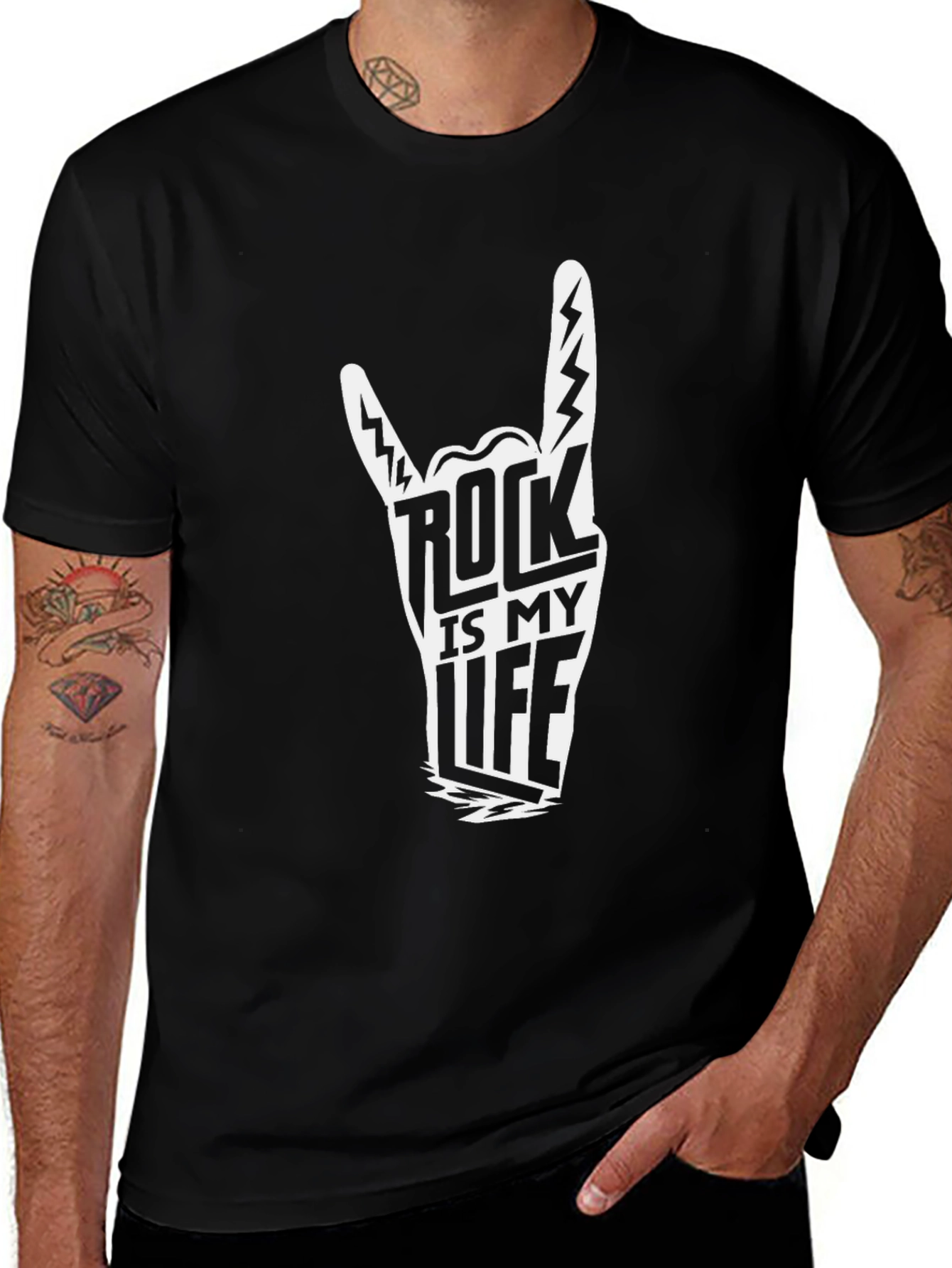 Rock is My Life Graphic Tee - Black
