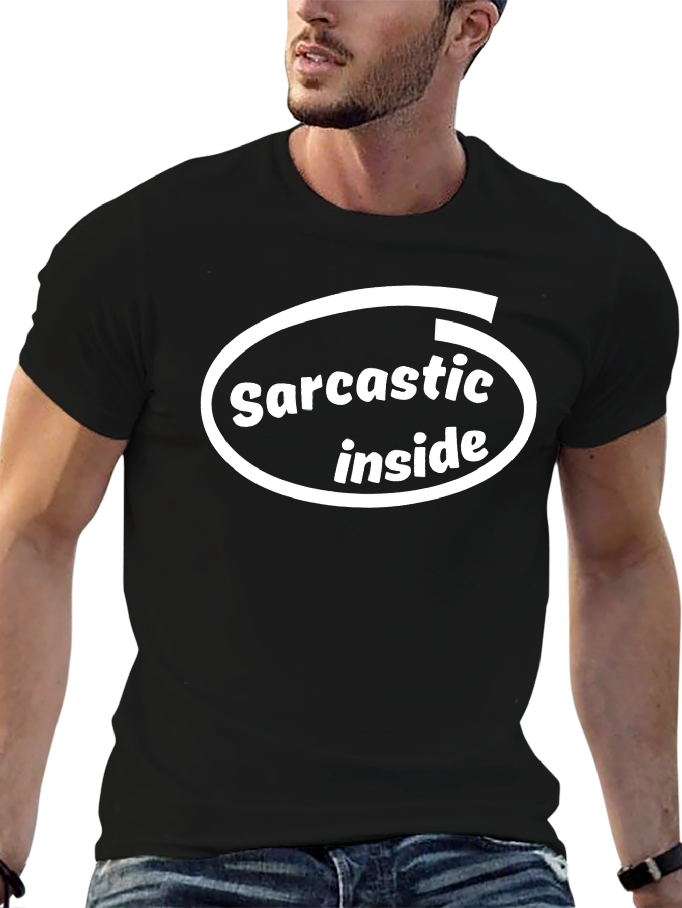 Sarcastic Inside Black T-Shirt - Funny Humor Tee