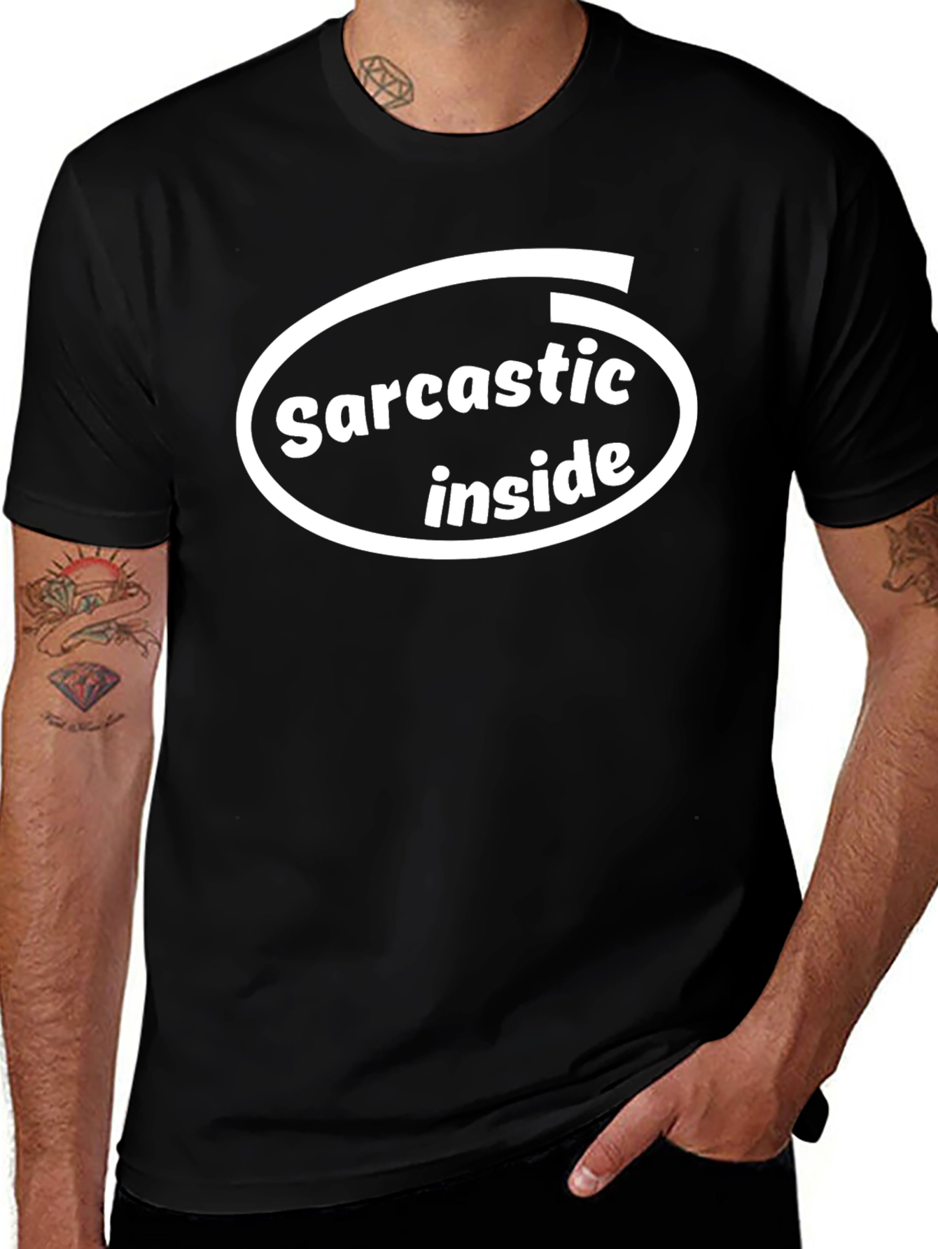 Sarcastic Inside Black T-Shirt - Funny Humor Tee