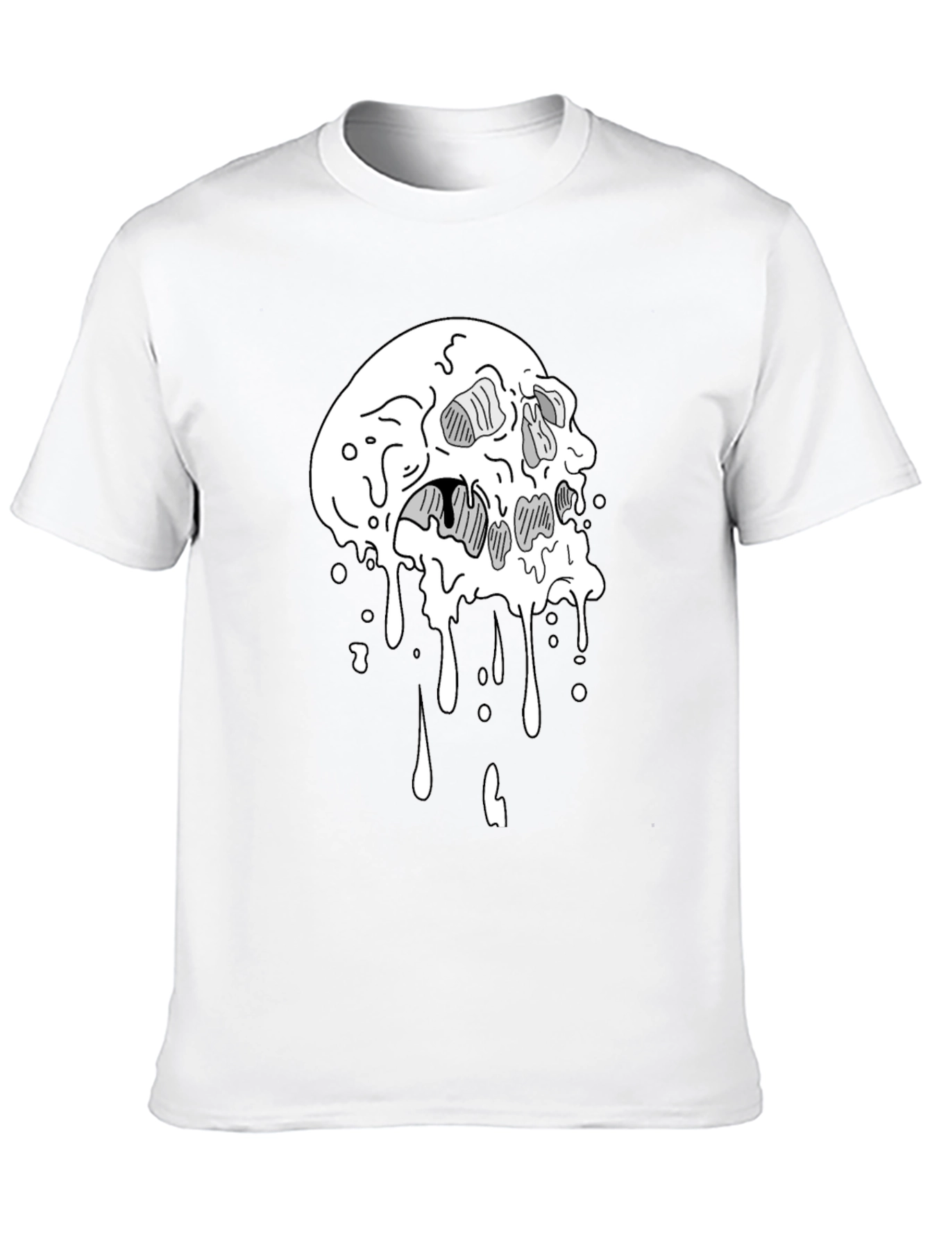 Melting Skull Graphic Tee - Cool Black T-Shirt