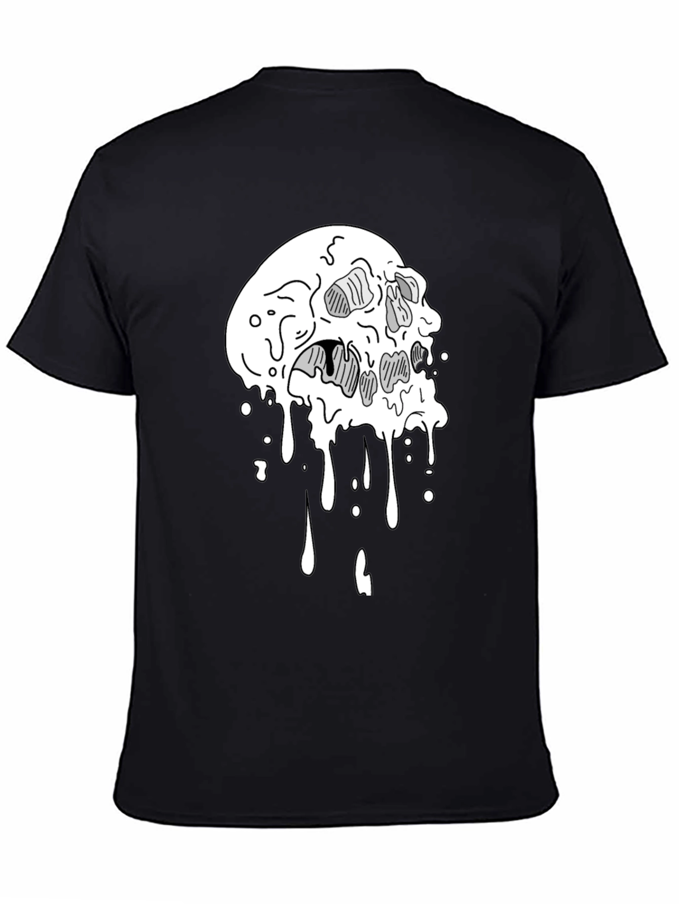 Melting Skull Graphic Tee - Cool Black T-Shirt