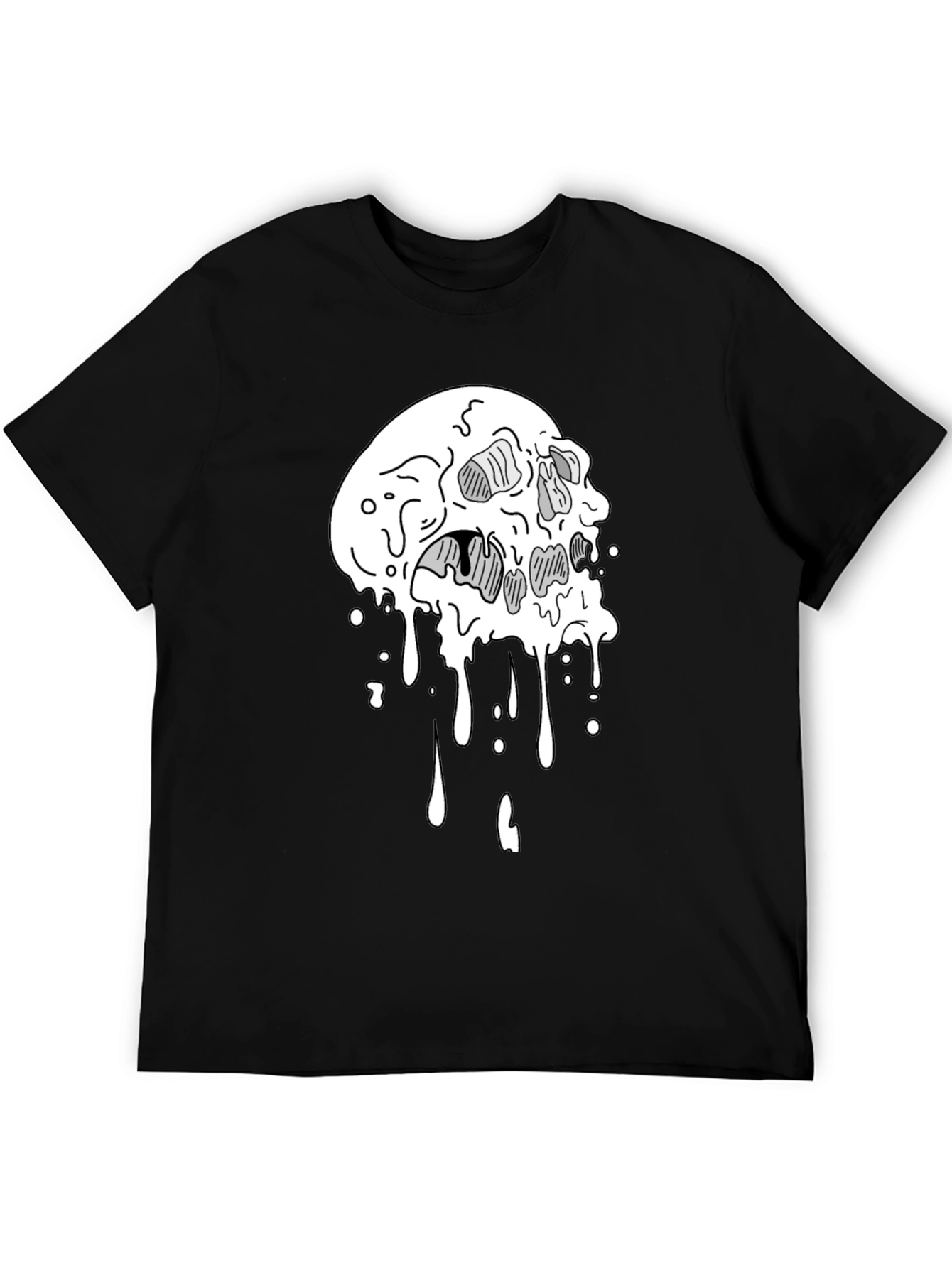 Melting Skull Graphic Tee - Cool Black T-Shirt