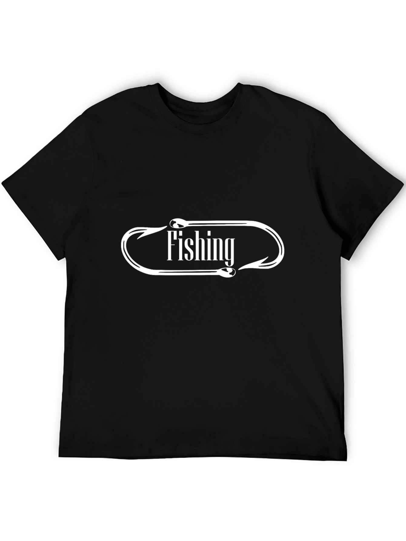 Fishing Hook Design Black T-Shirt