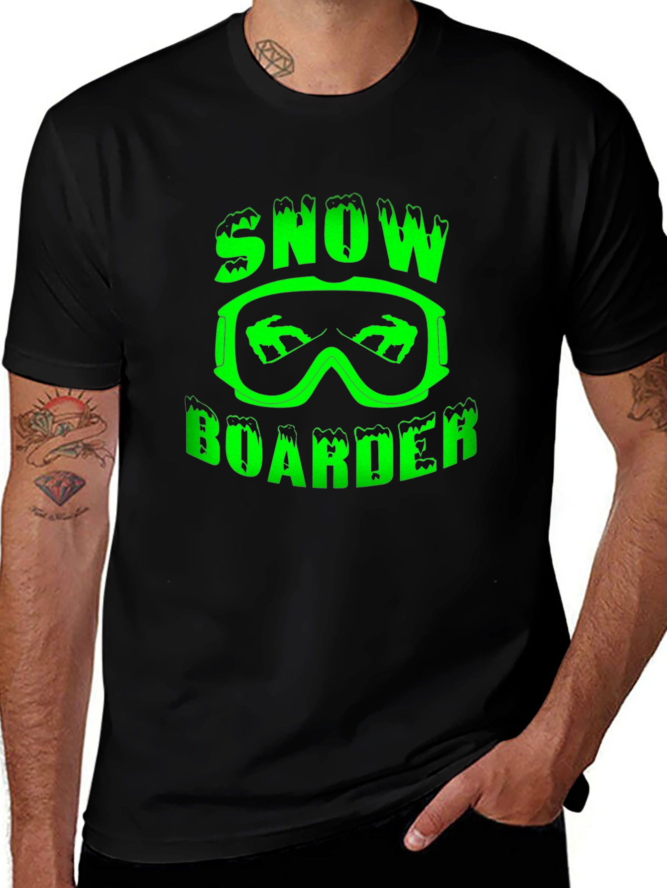 Snowboarder Graphic Tee - Black Cotton T-Shirt