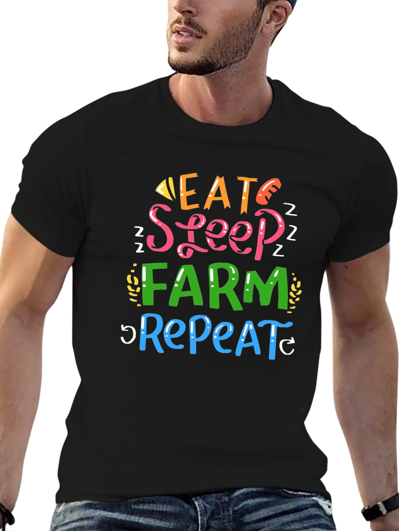 Eat Sleep Farm Repeat Graphic T-Shirt