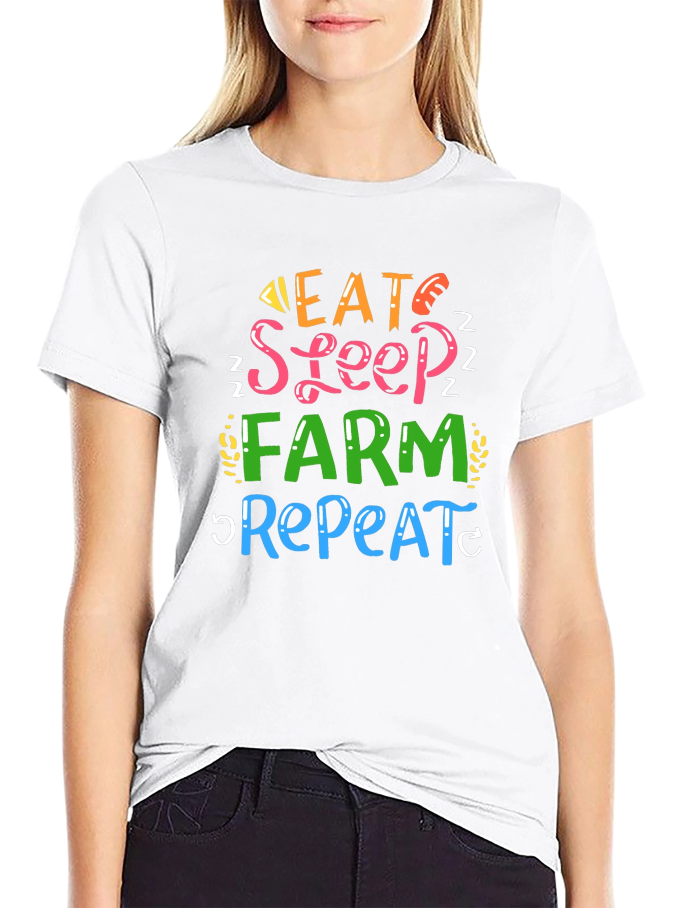 Eat Sleep Farm Repeat Graphic T-Shirt
