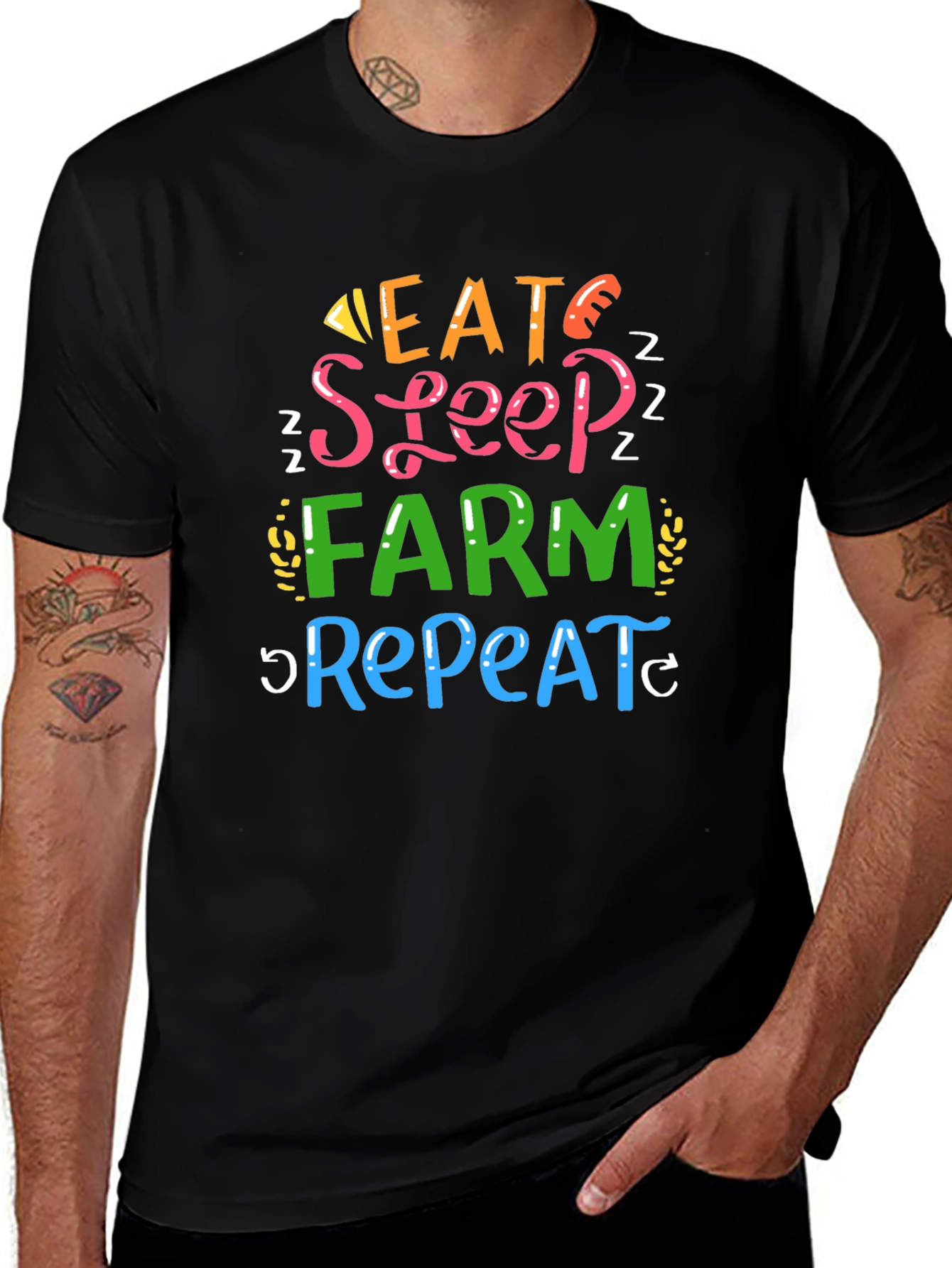Eat Sleep Farm Repeat Graphic T-Shirt