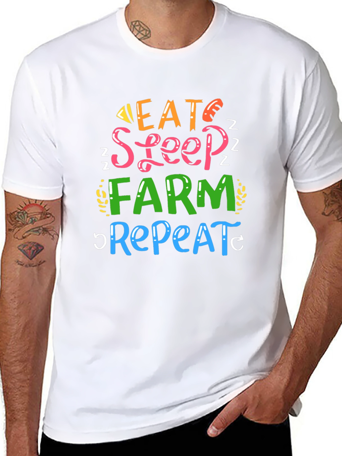 Eat Sleep Farm Repeat Graphic T-Shirt