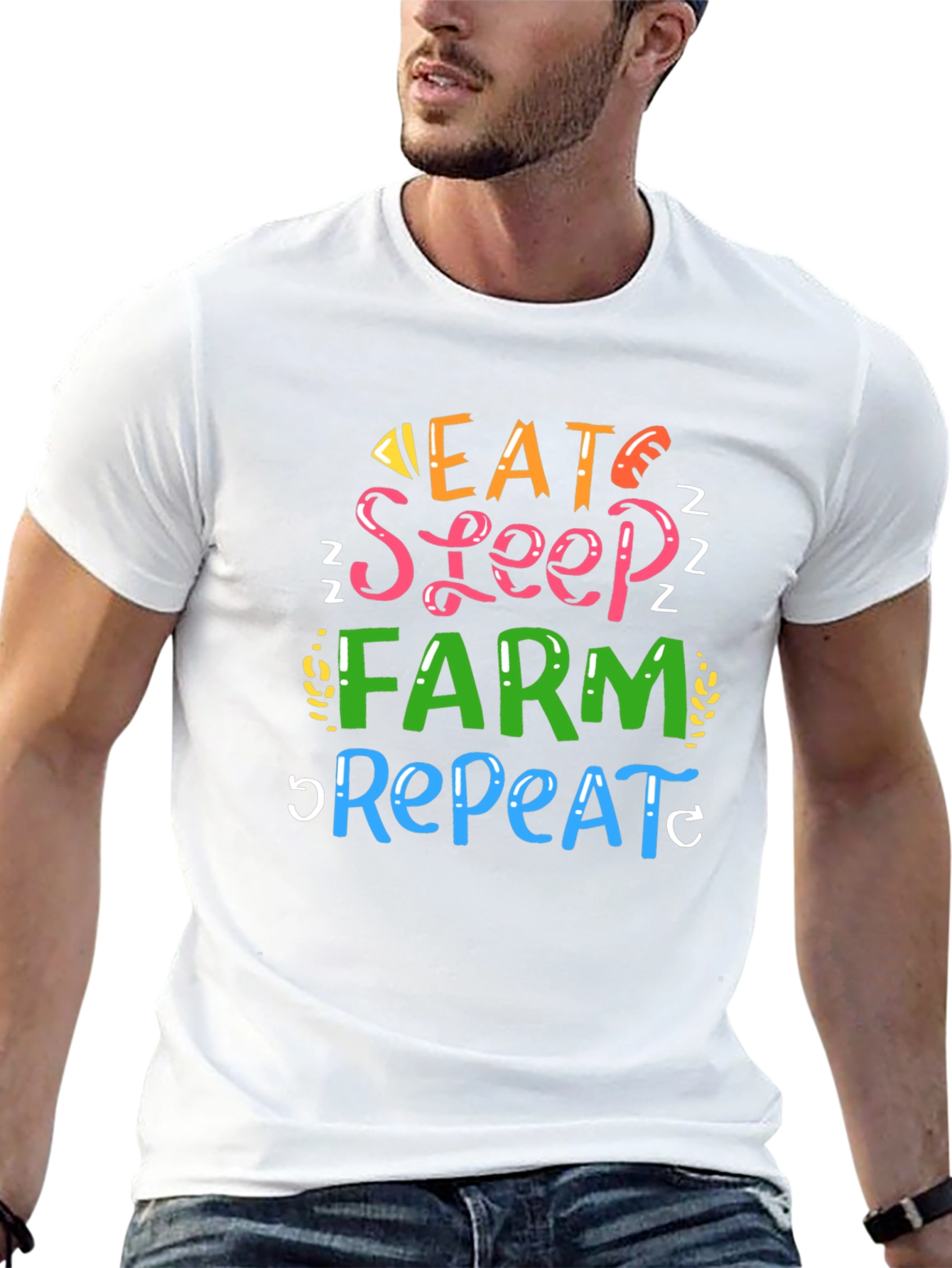 Eat Sleep Farm Repeat Graphic T-Shirt