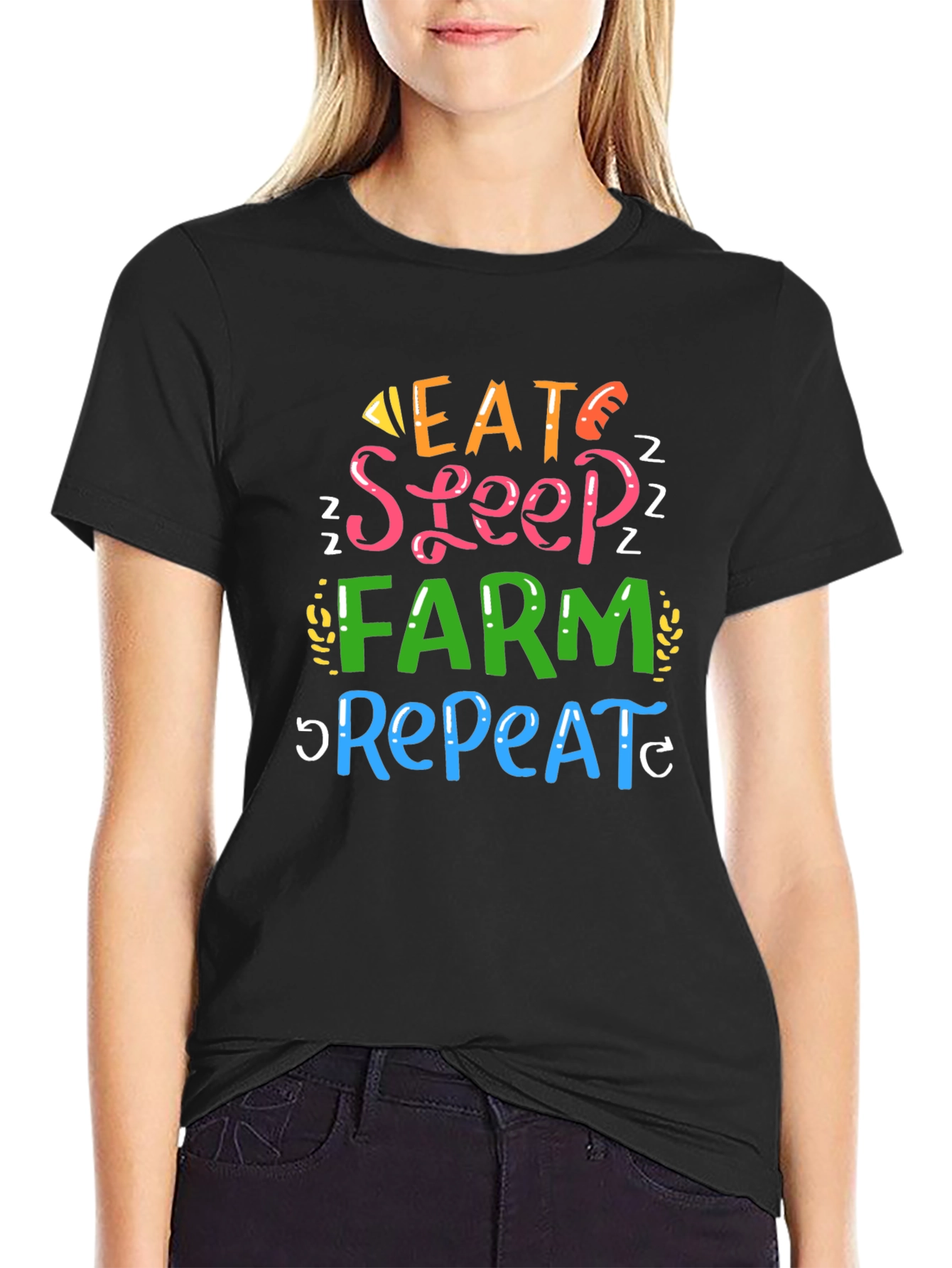 Eat Sleep Farm Repeat Graphic T-Shirt