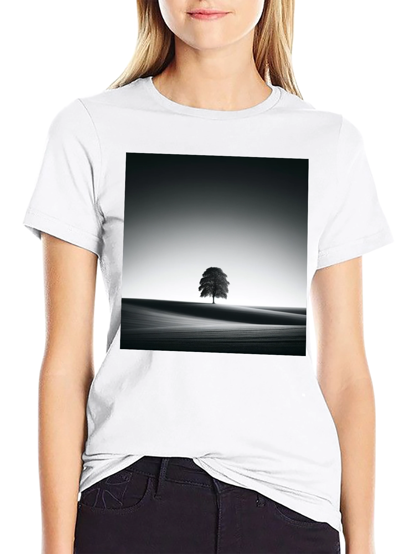 Monochrome Tree Graphic Tee - Artistic Menswear
