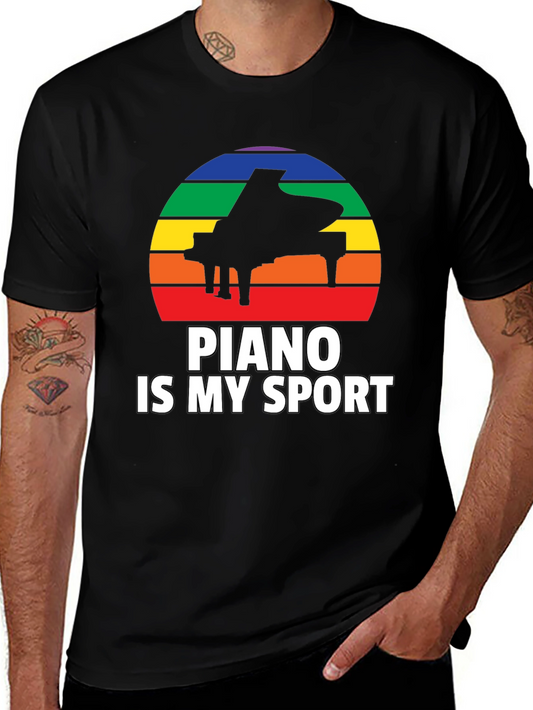 Piano is My Sport T-Shirt - Rainbow Musical Tee