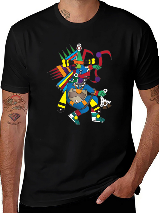 Aztec Warrior Graphic T-Shirt - Black Cotton Tee