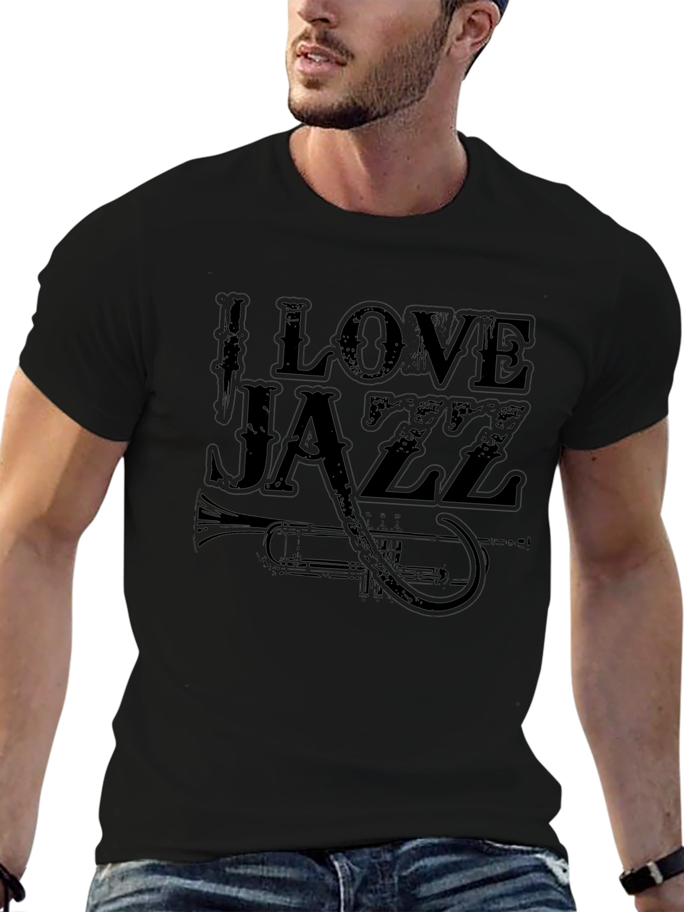 I Love Jazz Graphic T-Shirt - Black