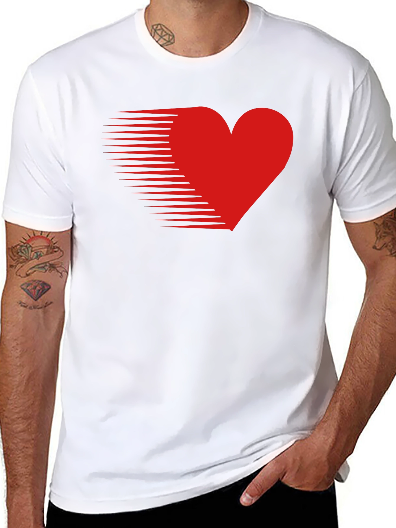 Mens Black T-Shirt with Red Speed Heart Design