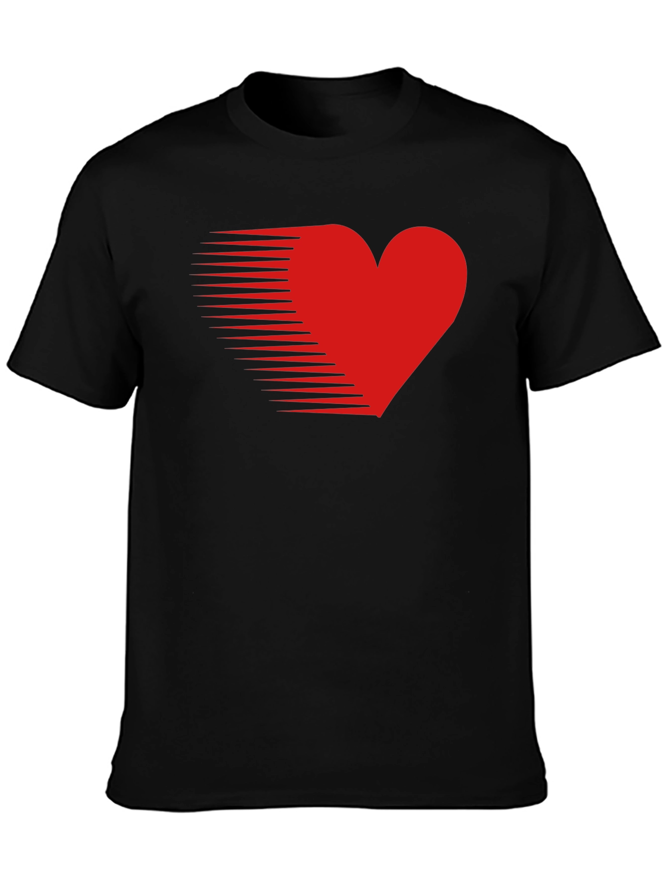Mens Black T-Shirt with Red Speed Heart Design