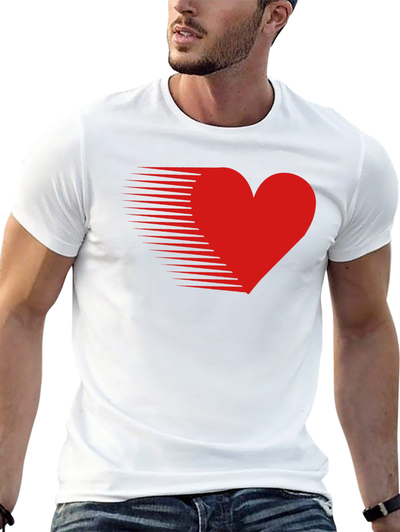 Mens Black T-Shirt with Red Speed Heart Design