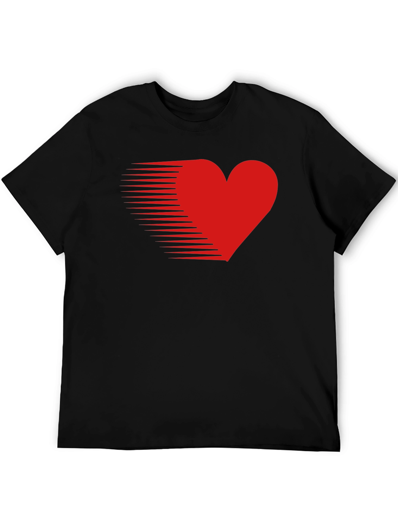 Mens Black T-Shirt with Red Speed Heart Design
