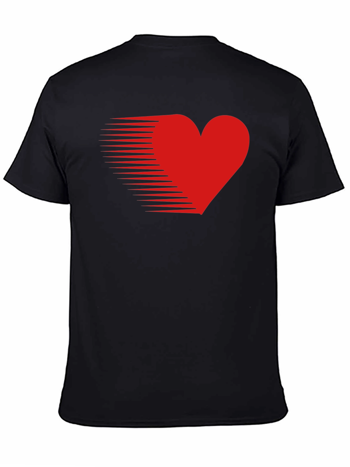Mens Black T-Shirt with Red Speed Heart Design