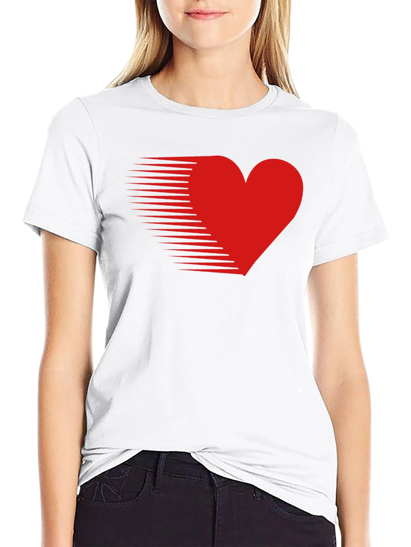Mens Black T-Shirt with Red Speed Heart Design