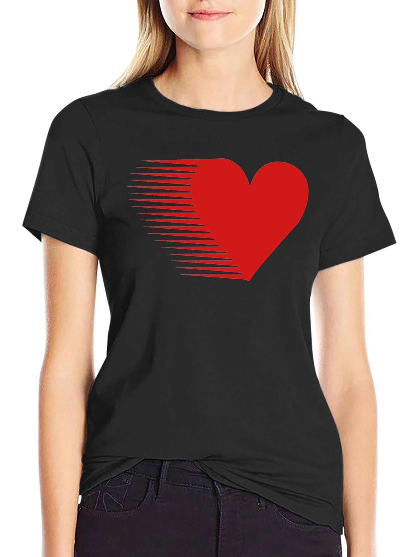 Mens Black T-Shirt with Red Speed Heart Design
