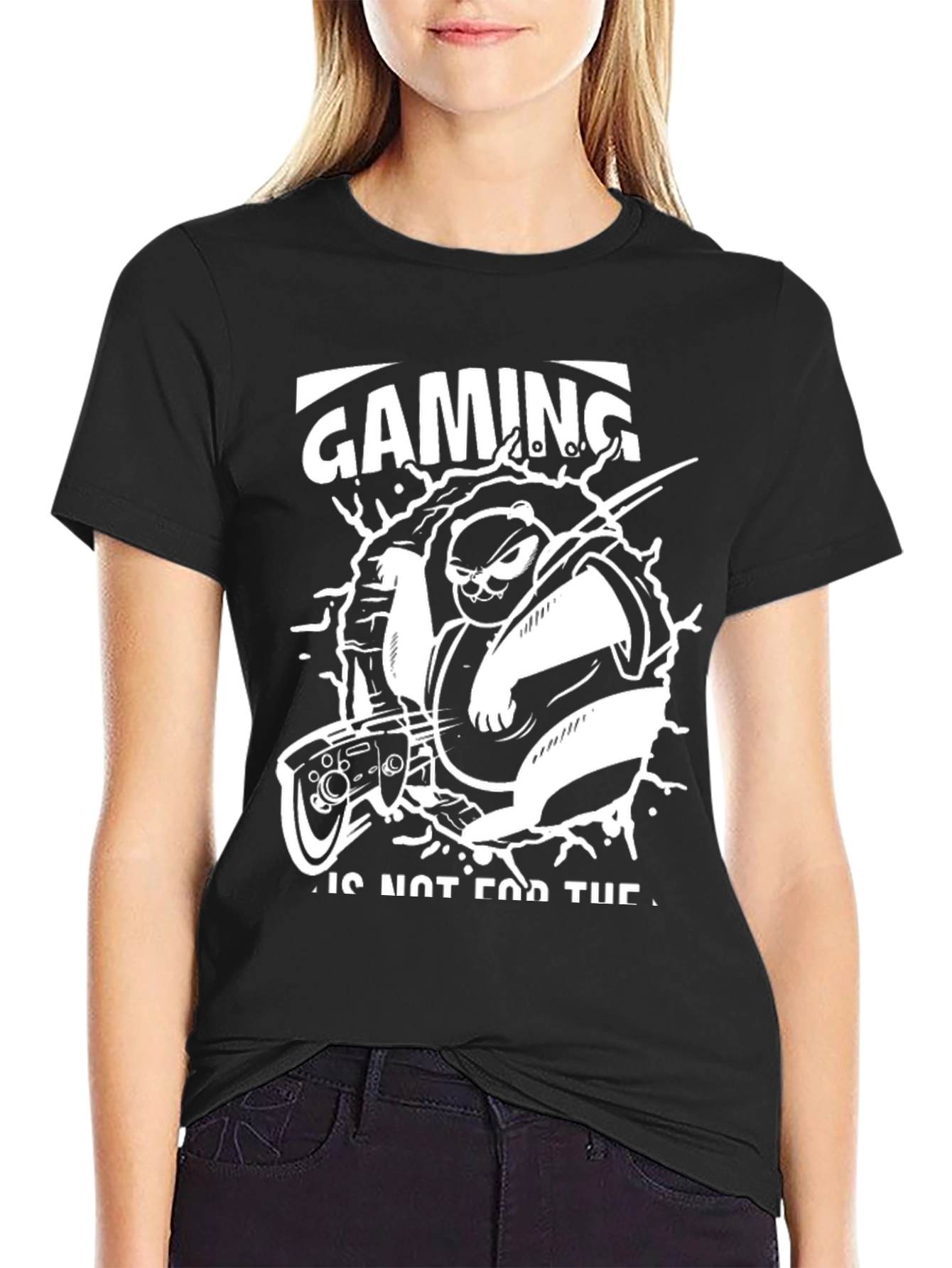Gaming Panda T-Shirt: Black Graphic Tee for Gamers