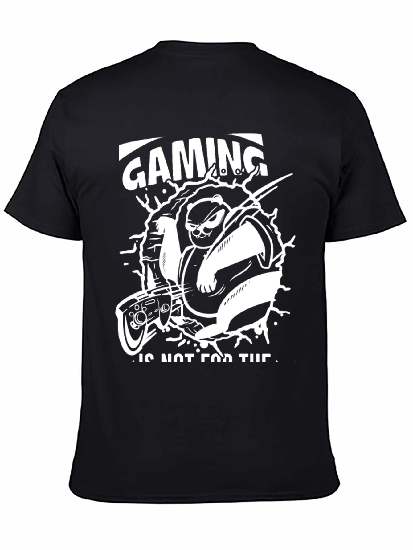 Gaming Panda T-Shirt: Black Graphic Tee for Gamers