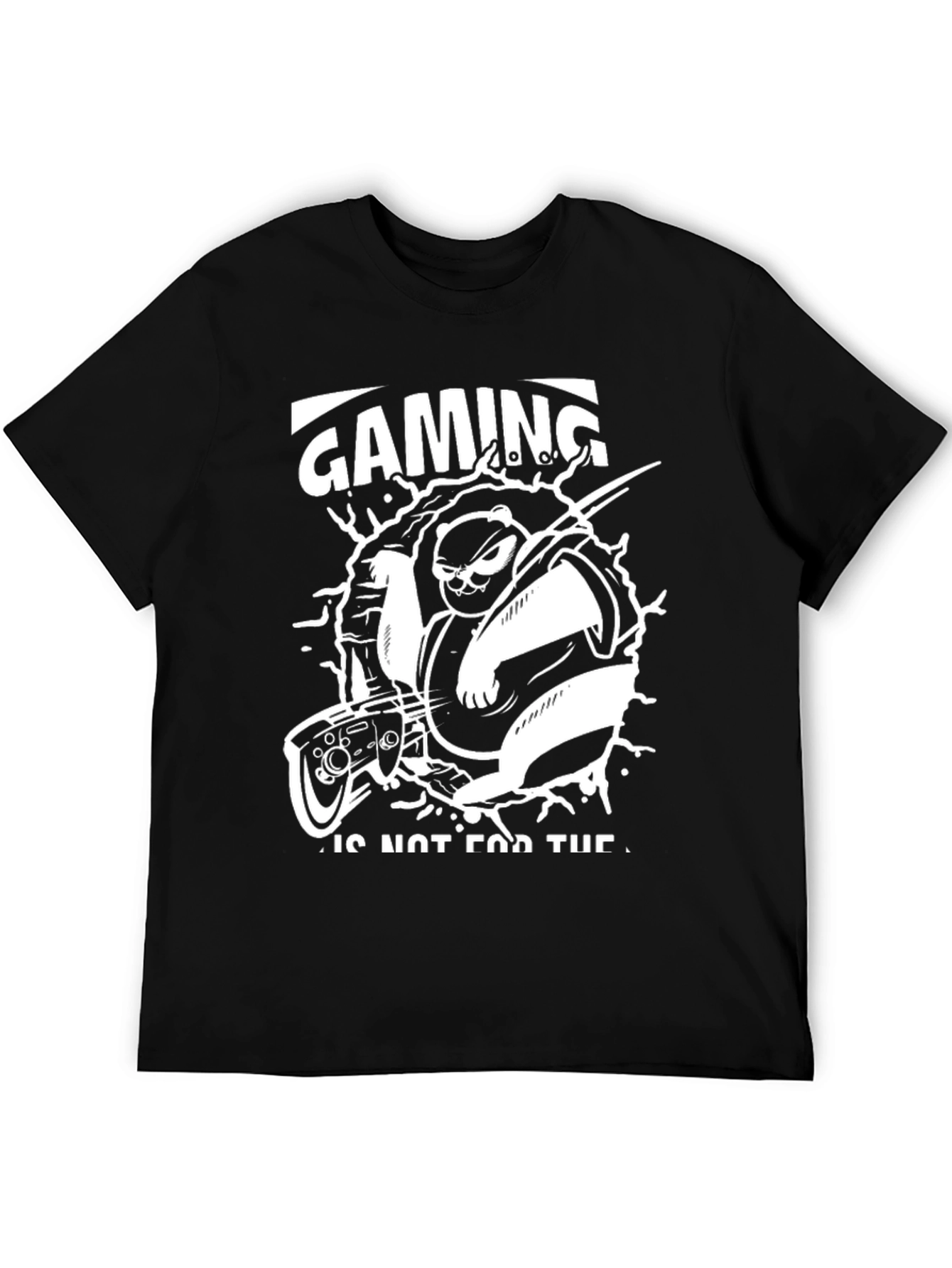 Gaming Panda T-Shirt: Black Graphic Tee for Gamers