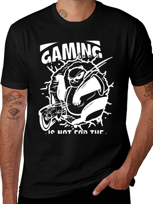 Gaming Panda T-Shirt: Black Graphic Tee for Gamers