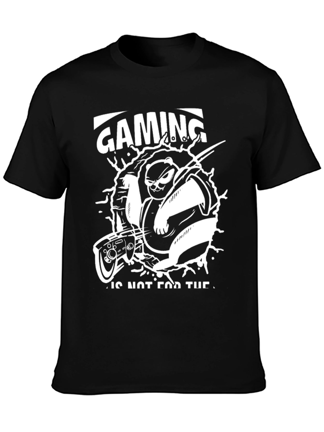 Gaming Panda T-Shirt: Black Graphic Tee for Gamers