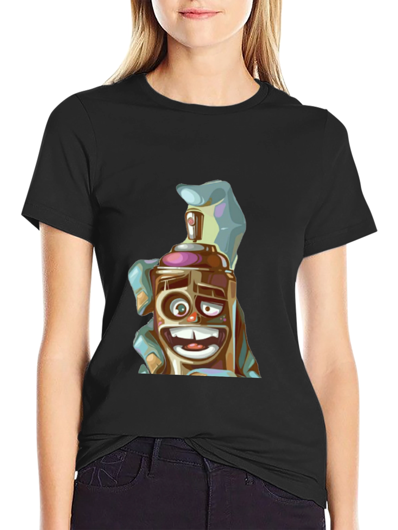 Spray Can Cartoon Graphic T-Shirt