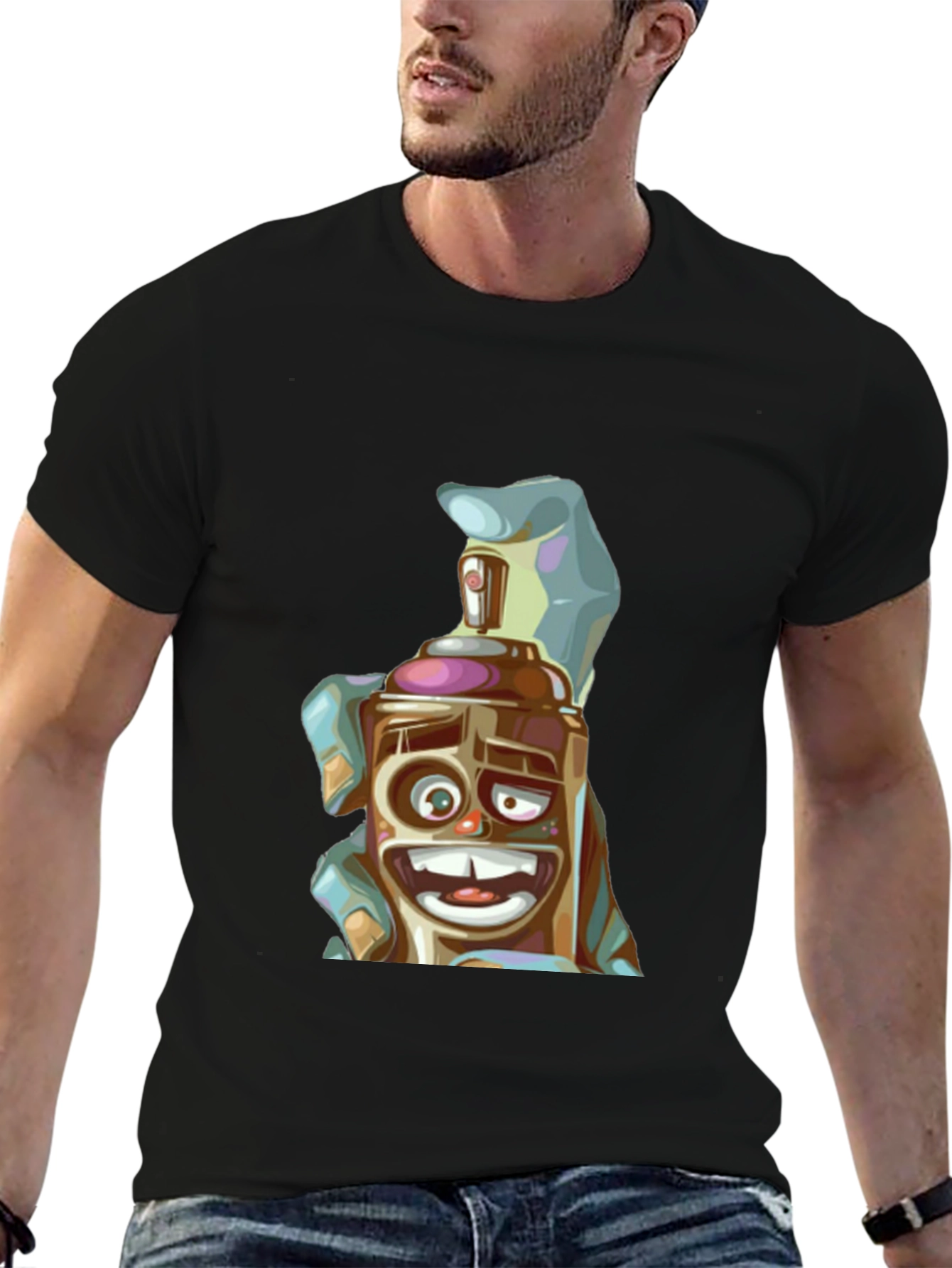 Spray Can Cartoon Graphic T-Shirt