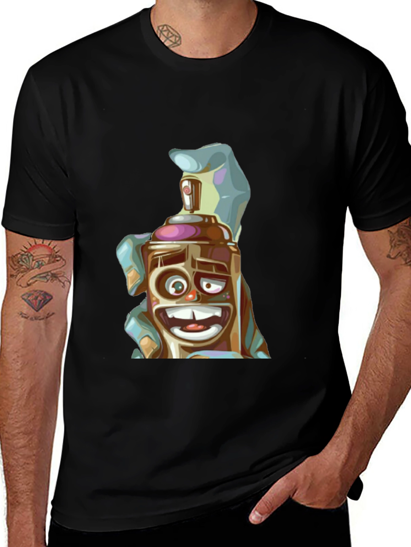 Spray Can Cartoon Graphic T-Shirt