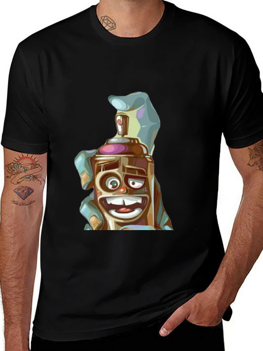 Spray Can Cartoon Graphic T-Shirt