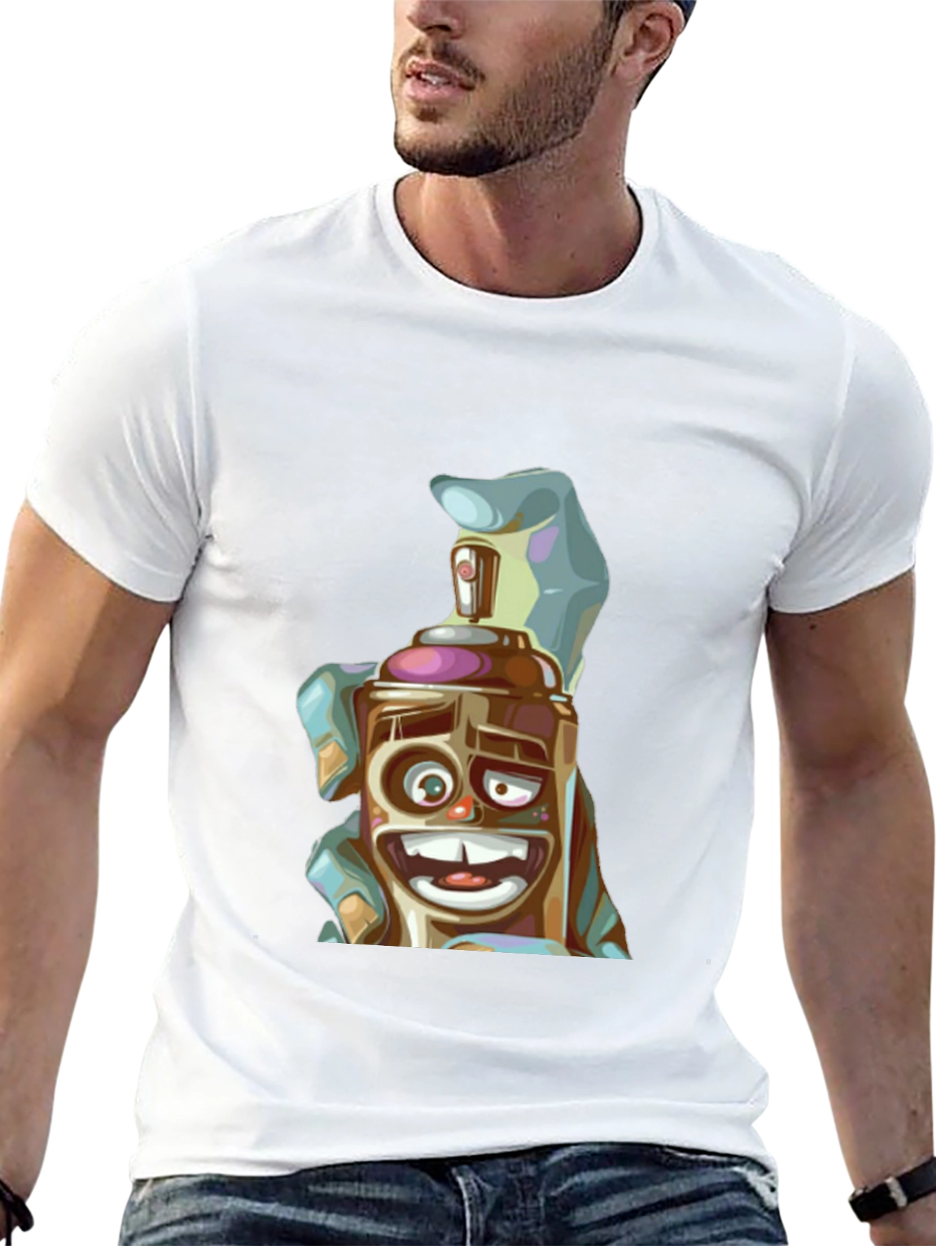 Spray Can Cartoon Graphic T-Shirt