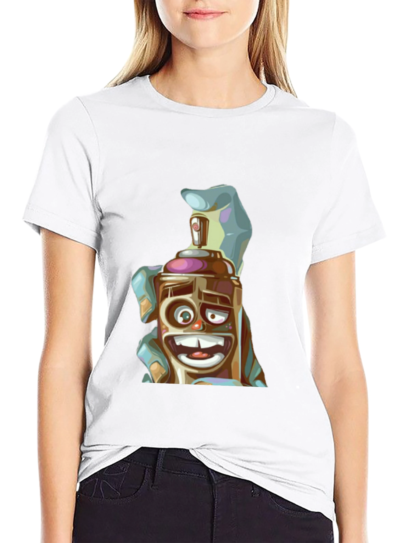 Spray Can Cartoon Graphic T-Shirt