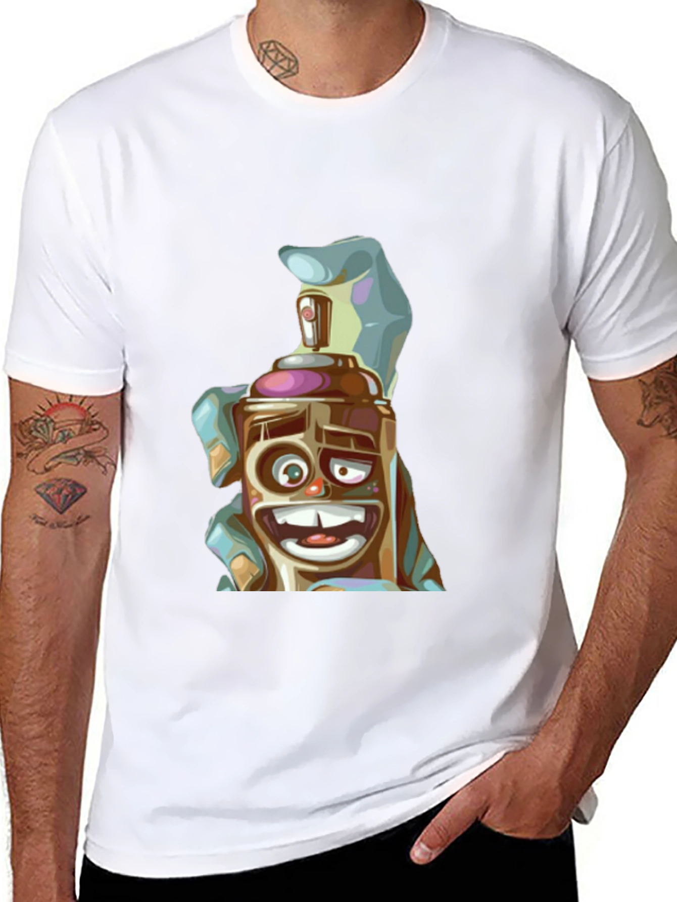 Spray Can Cartoon Graphic T-Shirt
