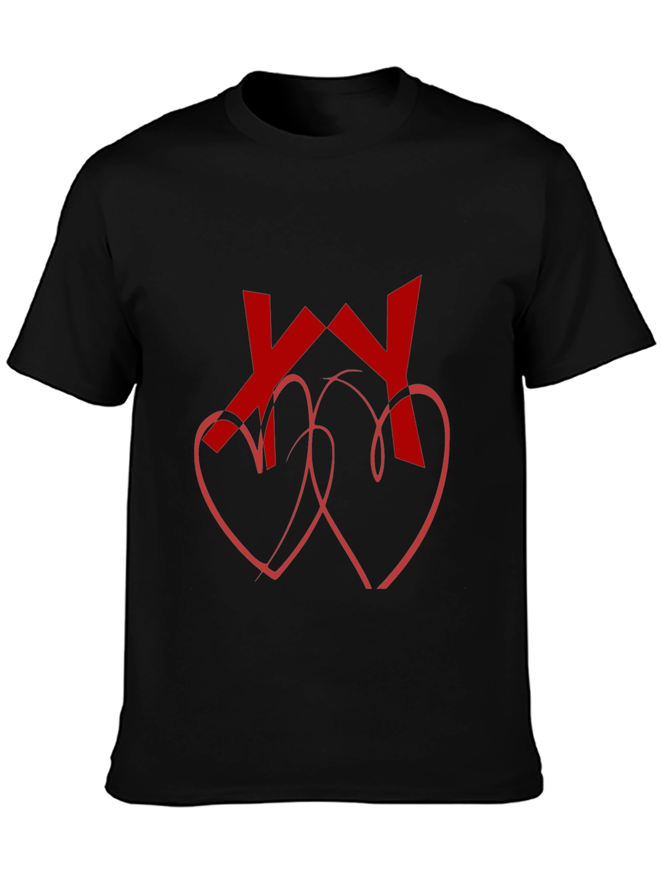 Heart & Initial Graphic Tee - Black