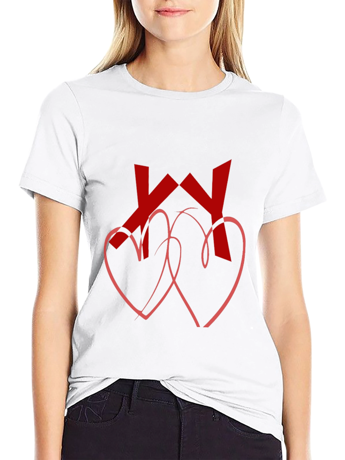 Heart & Initial Graphic Tee - Black