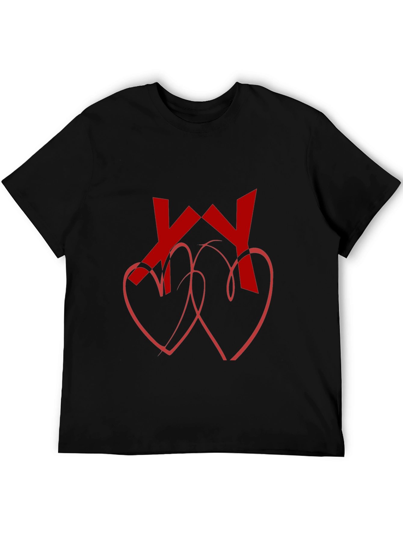 Heart & Initial Graphic Tee - Black