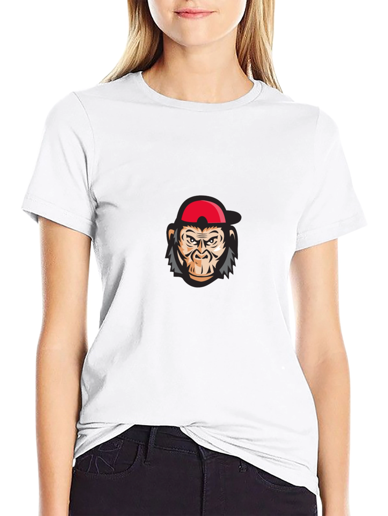 Black Graphic Tee with Gorilla Design