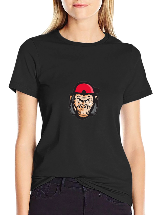 Black Graphic Tee with Gorilla Design
