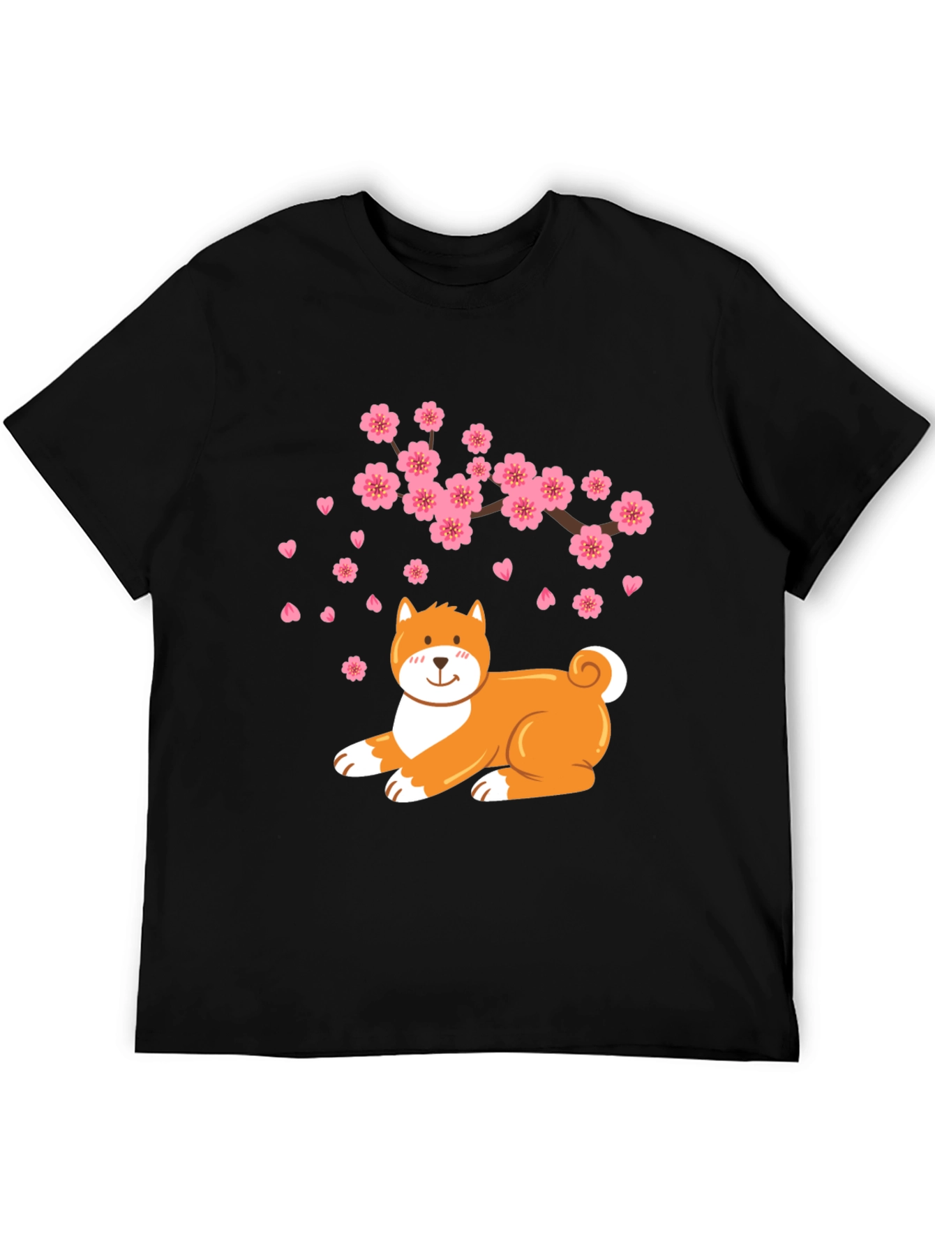 Sakura Shiba Inu Black T-Shirt