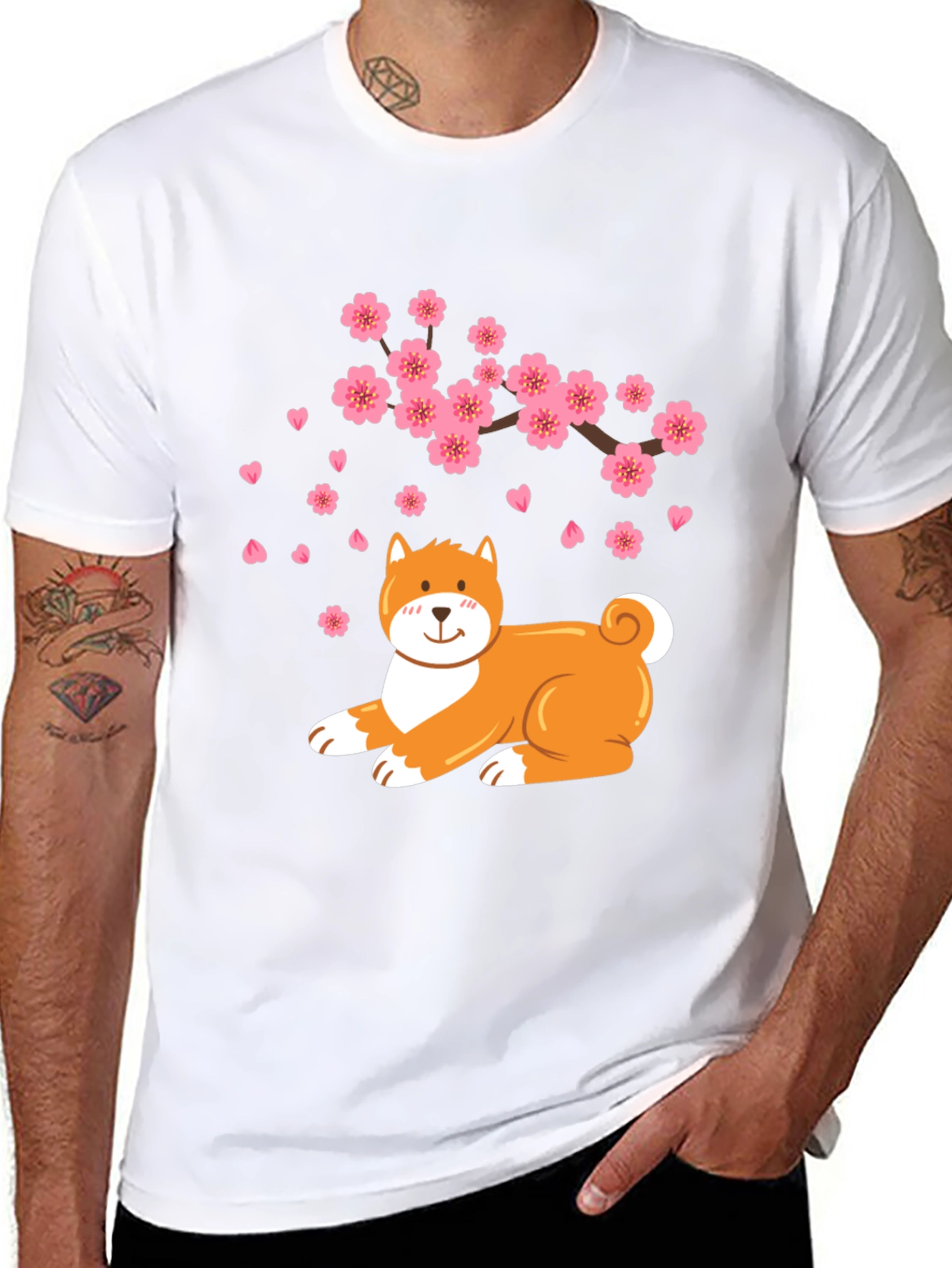 Sakura Shiba Inu Black T-Shirt