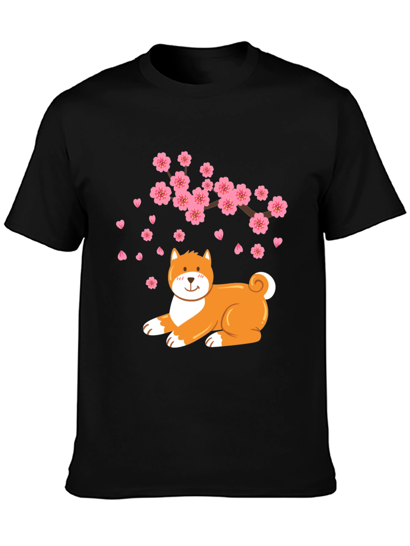Sakura Shiba Inu Black T-Shirt