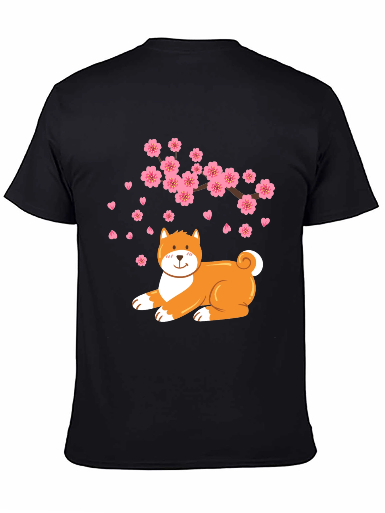 Sakura Shiba Inu Black T-Shirt